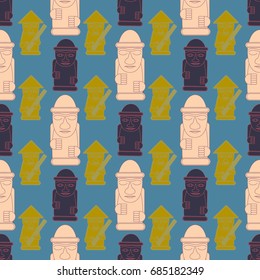 Dol hareubangs, also called tol harubangs, are large rock statues found on Jeju Island off the southern tip of South Korea. Seamless pattern