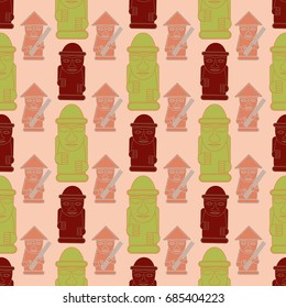 Dol hareubangs, also called tol harubangs, are large rock statues found on Jeju Island off the southern tip of South Korea. Seamless pattern