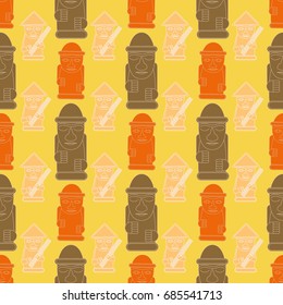 Dol hareubangs, also called tol harubangs, are large rock statues found on Jeju Island off the southern tip of South Korea. Seamless pattern