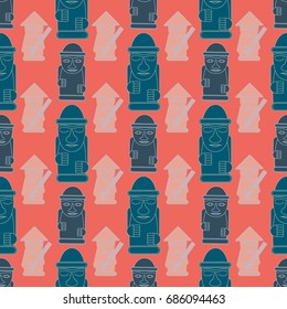 Dol hareubangs - also called tol harubangs - or large rock statues found on Jeju Island off the southern tip of South Korea. Seamless pattern
