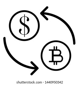 Dolar coin and bitcoin vector illustration. Icon