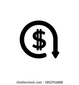 Dolar down icon symbol vector isolated on white background
