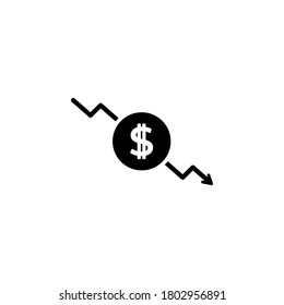 Dolar down icon symbol vector isolated on white background
