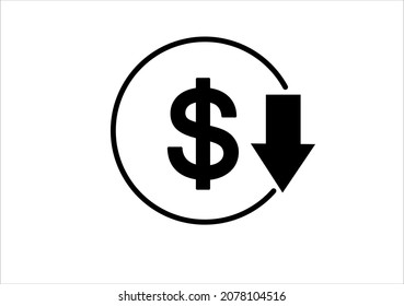 dolar down icon vector hand drawn