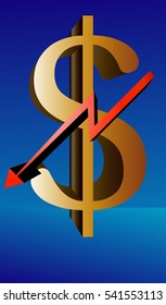 dolar gold sing blue background vector art