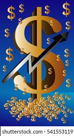 dolar gold sing blue background vector art