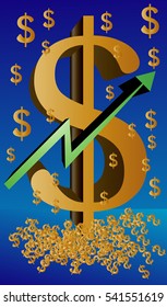 dolar gold sing whit blue background vector art