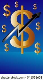 dolar gold sing whit blue background vector art