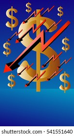 dolar gold sing whit blue background vector art