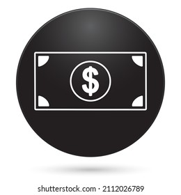 dolar icon, black circle button, vector illustration.