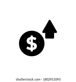 Dolar up icon symbol vector isolated on white background
