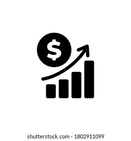 Dolar up icon symbol vector isolated on white background
