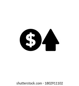 Dolar up icon symbol vector isolated on white background
