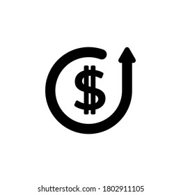 Dolar up icon symbol vector isolated on white background
