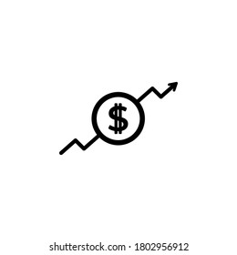 Dolar up icon symbol vector isolated on white background
