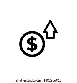 Dolar up icon symbol vector isolated on white background
