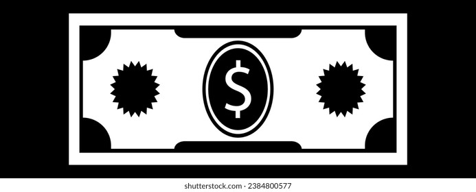 Icono de dólar. Vector con fondo negro