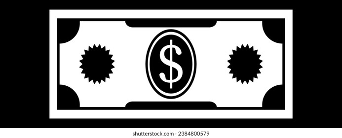 Icono de dólar. Vector con fondo negro