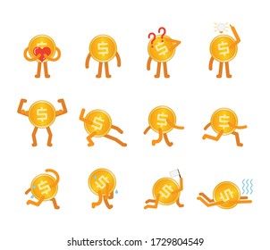  dolar man in different pose, love, stand, confused, idea, strong, walk, run, tired and many more, vector illustrator