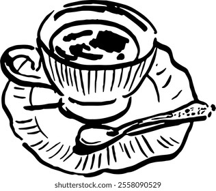 Dolce vita food.  Hand drawn vector isolated. Tea cup