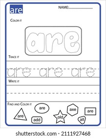 The Dolch Sight Words list is the most commonly used set of sight words.practice educational worksheet for kids grade 1 preschool kindergarten activity