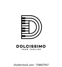 Dolcissimo logo template design with stylized letter D in outline style. Vector illustration.