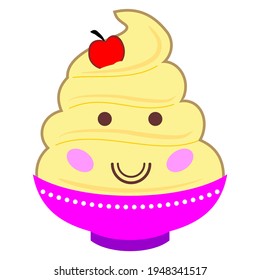 Dole Whip Pink Cup Yellow Ice Cream, Kawaii Food Frosty svg