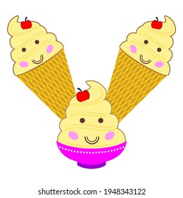 Dole Whip Two Cone and Pink Cup Yellow Ice Cream svg