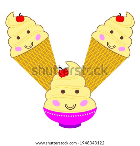 Dole Whip Two Cone and Pink Cup Yellow Ice Cream