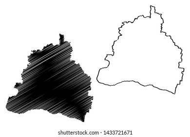 Dolj County (Administrative divisions of Romania, Sud-Vest Oltenia development region) map vector illustration, scribble sketch Dolj map