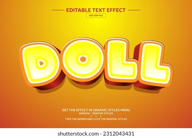 Doll 3D editable text effect template