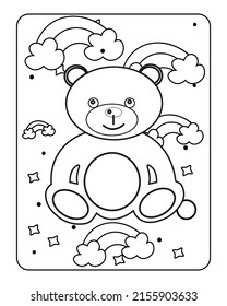 doll Baby toy coloring page, kids coloring page, toy line art design,