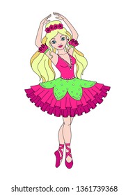 Doll ballerina. Hand drawn. Vector illustration.