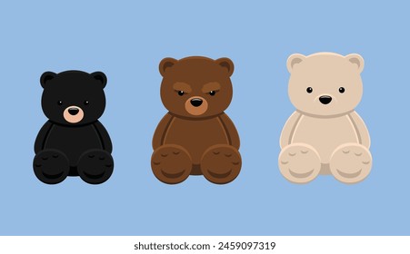 Doll Bear Grizzly Kermode Black Animal Cute Cartoon Vector Illustration