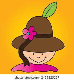  A doll in a beautiful. Vector illustration isolated on a colorful background 