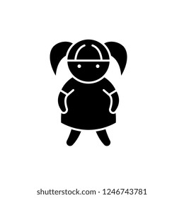 Doll black icon, vector sign on isolated background. Doll concept symbol, illustration 
