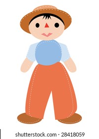 doll boy with hat in vector mode