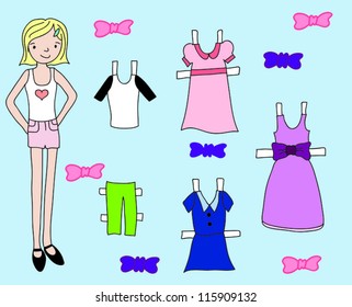 Similar Images, Stock Photos & Vectors of Paper doll with a set of