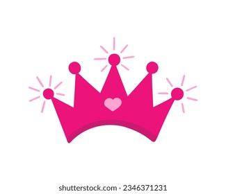 doll crown with heart. Vector Illustration for printing, backgrounds, covers and packaging. Image can be used for greeting cards, posters, stickers and textile. Isolated on white background.