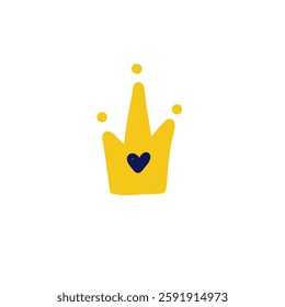 Doll crown with heart. Vector Illustration for printing, backgrounds, covers and packaging. Image can be used for posters, stickers and textile. Isolated on white background.