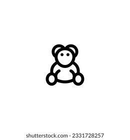 Doll cute bear outline style icon and illustration - vector