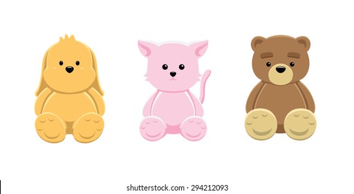 Doll Dog Cat Bear Vector Illustration