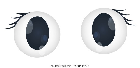 Doll eyes in black color on transparent background