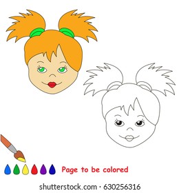 Doll face to be colored, the coloring book for preschool kids with easy educational gaming level.