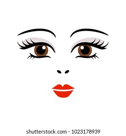 Doll, girl, woman cute face template vector