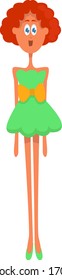 Muñeca en verde, ilustración, vector en fondo blanco
