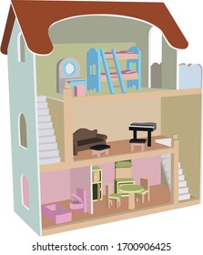 doll house realistic vector illustration isolated