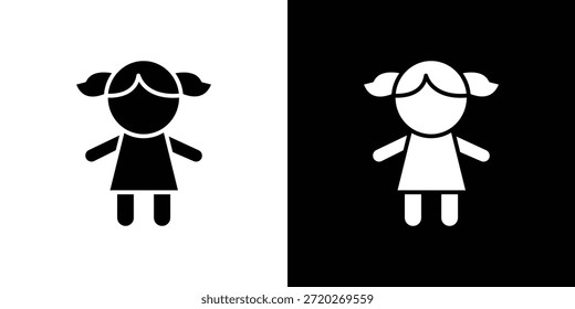 doll icon. Black and white simple flat design icon