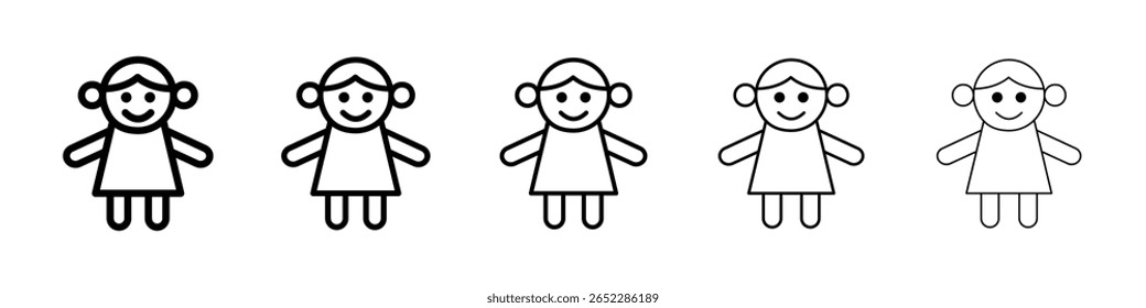 ícone de boneca preenchido conceito de sinal plano para web design.