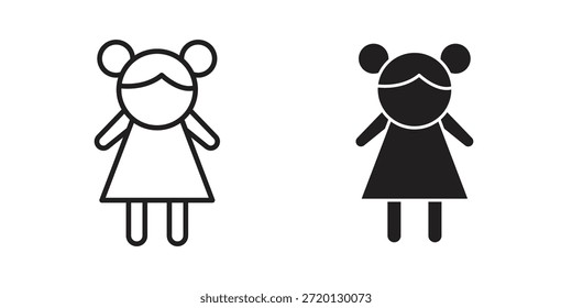 ícone de boneca ilustração, vetor de linha fina, sinal de web design,